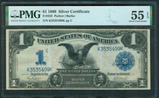 $1 Silver Certificate Series 1899 Black Eagle,  Pmg About Unc.  55 Epq