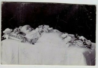 1902 Post Mortem Dead Baby Girl Funeral Corpse Odd Child Antique Russian Photo