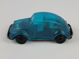 Vintage Volkswagen Bug Vw Clear Blue Plastic Toy Sparking Japan Tin Bottom