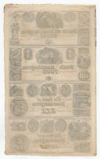 (Uncut Sheet) 1800 ' s $3,  $4,  $6,  $7 The Bank of Bennington,  VERMONT Notes AU 2