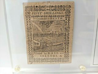 Fifty Shillings Continental Currency 1773 Philadelphia 50 Shilling Colonial R 4