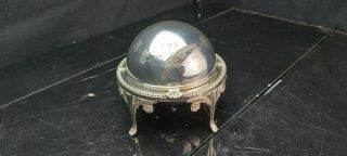 A Antique Silver Plated Roll Top Butter Dish With Engraved Patterns.  England.