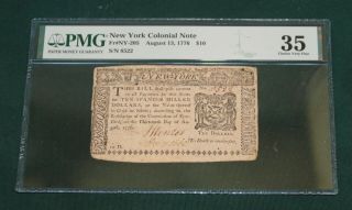 1776 York Colonial Note Pmg 35 Choice Very Fine $10 Fr Ny - 205 Aug 13th Look