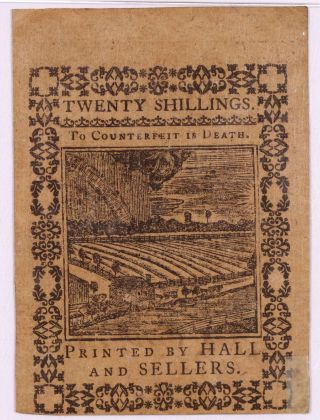 Pennsylvania Colonial Note - 20 Shillings - PMG UNC 62 - FR PA - 169 3