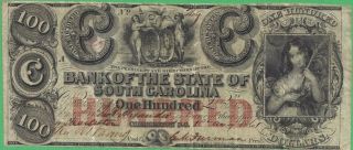 1861 Bank Of The State Of South Carolina,  Sc $100 No.  269 Hammer Cancelled Sh605