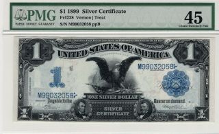 Fr.  228 1899 $1 Black Eagle Silver Certificate Pmg Cef 45 Vernon Treat