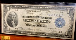 1918 $1 Dollar Federal Reserve Bank St Louis Missouri National Currency