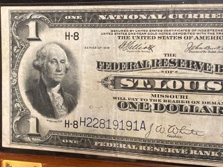 1918 $1 DOLLAR FEDERAL RESERVE BANK ST LOUIS MISSOURI NATIONAL CURRENCY 2