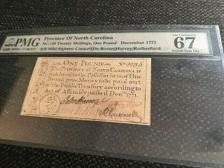 Province Of North Carolina,  Nc - 139 Twenty Shillings,  One Pound 1771,  Pmg