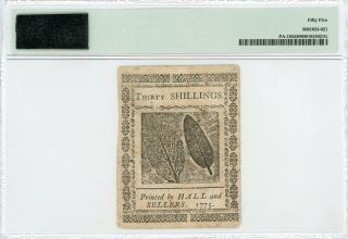 (PA - 195) Dec.  8,  1775 30 Shillings PENNSYLVANIA Colonial Currency - PMG AU 55 2