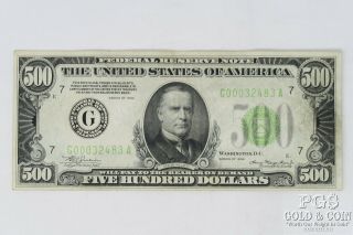 1934 $500 Federal Reserve Note G00032483a $500 Us Currency Chicago 21326