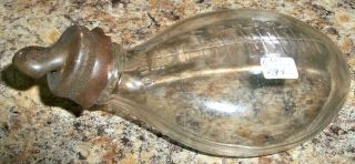 Antique Flat Nursing Bottle W With Orig Rubber Nipple 8 Ozs