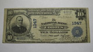 $10 1902 Cohoes York Ny National Currency Bank Note Bill Charter 1347 Fine,