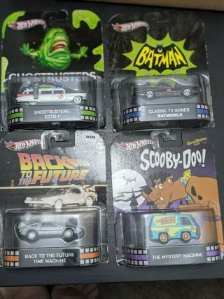 Hot Wheels Car Culture Back To The Future Batmobile Ghostbuster Mystery Machine