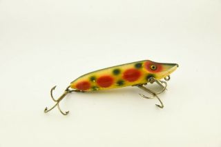 Vintage Heddon Strawberry Spot Baby Vamp Minnow Antique Fishing Lure Wh2