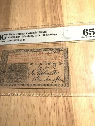 1776 Jersey Colonial Note 12 Shillings Pmg65epq Fr Nj - 179 Looks Like Ms67