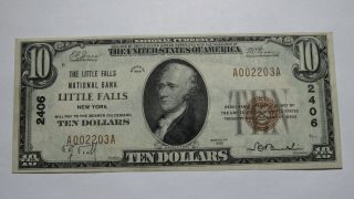 $10 1929 Little Falls York Ny National Currency Bank Note Bill Ch.  2406 Au