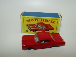 Matchbox Lesney No 22c Pontiac G.  P.  Coupe Dark Red Nmib E4 Box