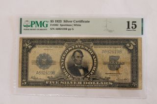 1923 5.  00 Silver Certificate Five Dollar Pmg15 Fr282