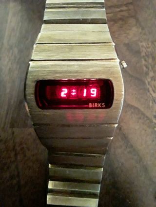 Vintage Rare Birks Red Led Watch