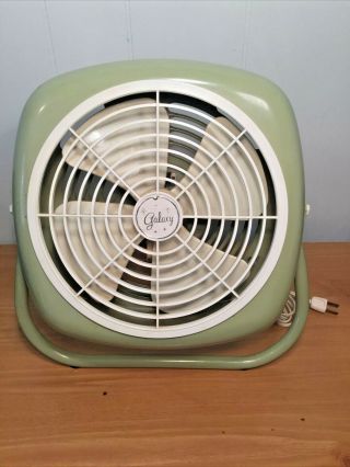 Antique Vintage Mid Century Modern Galaxy Olive Green Floor Fan 70s 1970s 1970