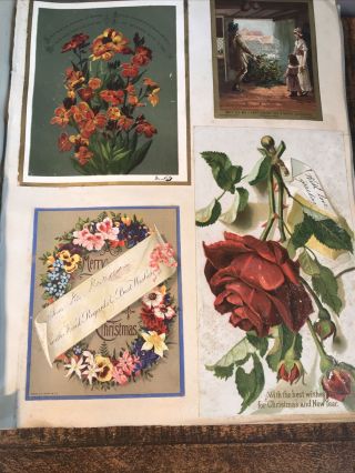 Delightful Antique Victorian Scrap Album Full Of Postcards And Christmas Cards. 2