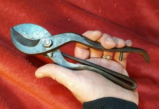 Vintage Tool Pruning Sprung Shears Garden Secateurs Hand Forged Antique 9 " Snips