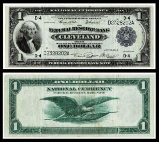 1918 $1 Large Size Federal Reserve Bank Note Very Fine