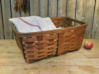 Early Antique Primitive Wooden Laundry Blanket Basket Large Aafa