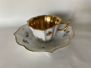 Antique Meissen Miniature Demitasse Tea Cup And Saucer 2