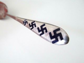 Vintage Sterling Silver Swastika Good Luck Symbol Enamel Souvenir Teaspoon