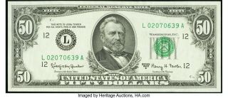 Fr.  2113 - L $50 1963a Federal Reserve Note.  Choice About Uncirculated.