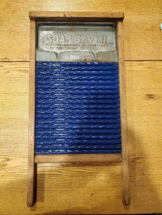 Blue Porcelain Enamel Washboard - Soap Saver No.  197