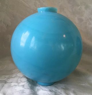 Antique Turquoise Blue Glass Lightning Rod Ball 4 1/2” Round Glass Globe