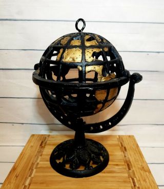 Vintage Cast Iron Globe Garden Candle Lantern.