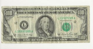1981 A Usa Federal Reserve Note Vintage $100 One Hundred Dollar Bill