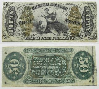 N003 Civil War Era 50 Cent Justice 3rd Issue Fractional Note,  F/vf,  Fr - 1364
