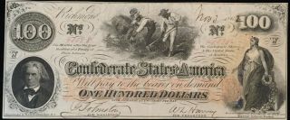 Cs - 41 1862 Confederate States $100 ==richmond,  Va ===nice Au ==free
