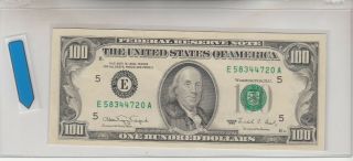 1990 (e) $100 One Hundred Dollar Bill Federal Reserve Note Richmond Vintage