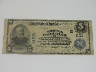 1902 Us $5 National Bank Note National Park Bank York Charter 891