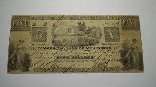 $5 1840 Millington Maryland Md Obsolete Currency Bank Note Bill Commercial Bank