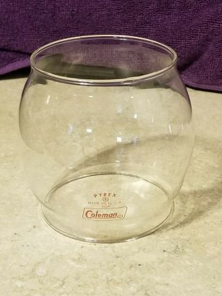 Vintage Curved Pyrex Red Logo Globe For Coleman 200a,  200,  242 And Other Lanterns