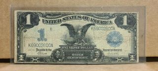 1899 Us $1 One Dollar Black Eagle Silver Certificate