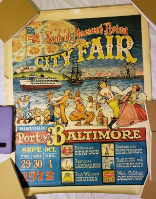 Baltimore City Fair 1972 Poster - Land Of Pleasant Living - National Brewing Co.