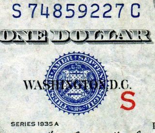 Hgr Sunday 1935a $1 Silver Certificate ( (experimental - S))