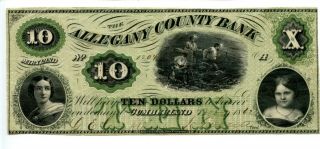 1862.  $10 Cumberland,  Maryland.  Allegany County Bank