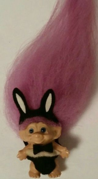 Vintage S.  H.  E.  Playboy Bunny Troll Pin Pencil Topper Lilac Hair,  Spiral Eyes Dam