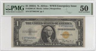 $1 1935 - A North Africa Wwii Emergency Silver Certificate Fr 2306 Pmg Au50