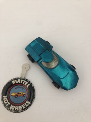 Vintage 1968 - 69 Mattel Hot Wheels Redline Windex Blue Turbofire With Badge