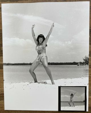 Vintage Bettie Page Contact & Matching 8x10 Photo From Bunny Yeager Archive 1
